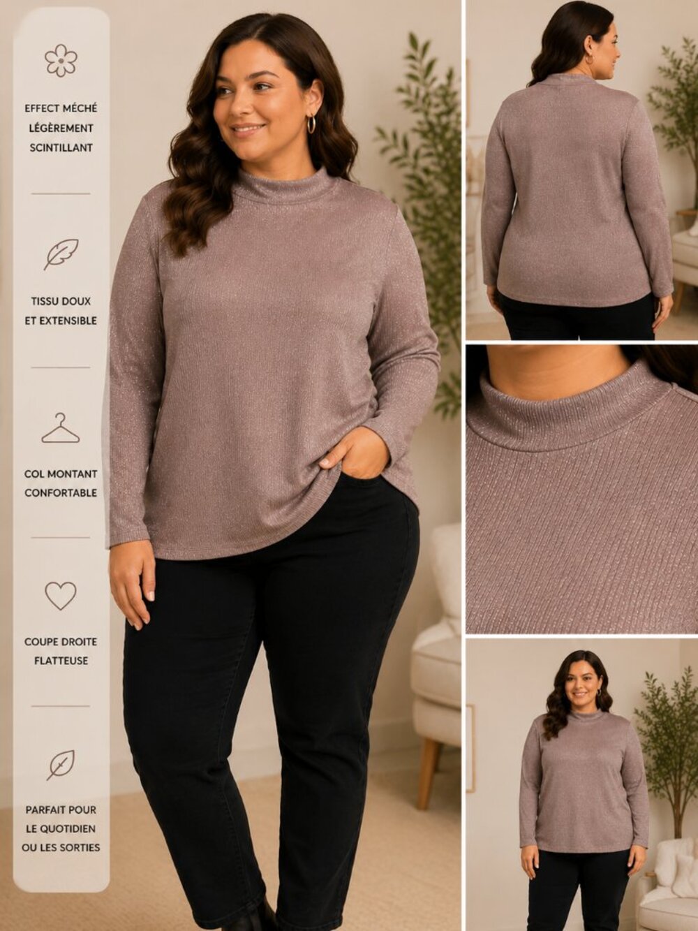 PENNINGTONS — SHIMMER MOCK NECK TOP — SIZE 3X